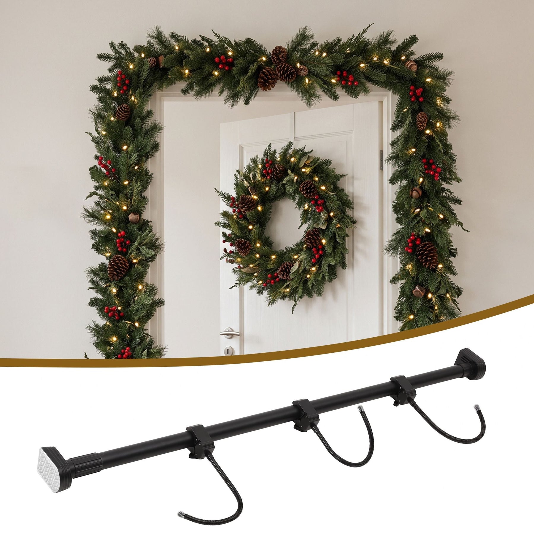 Jingle Jollys Christmas Garland Hook Wreath Hanger Fits 85-160CM Door No Drill - SportZone.co.nz