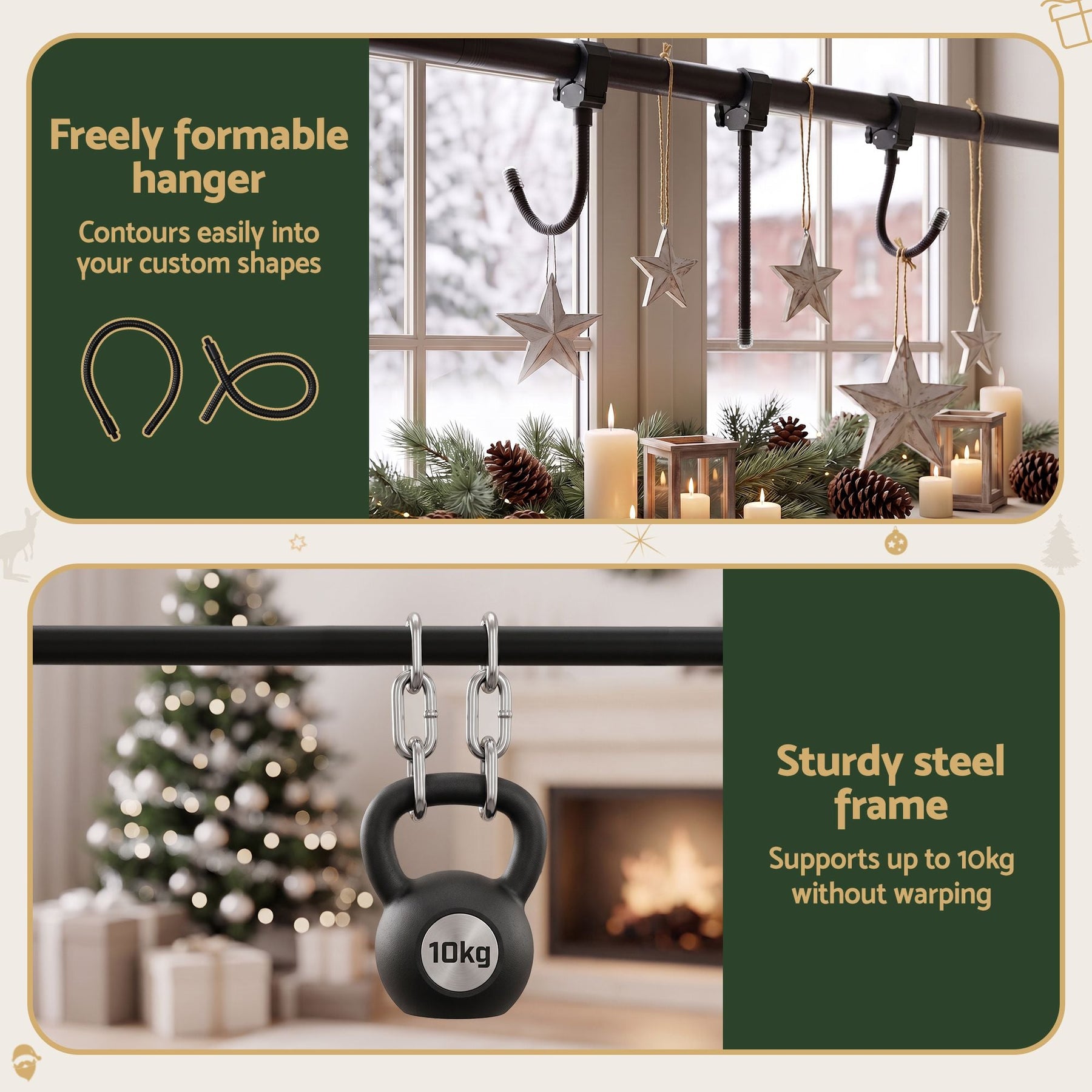 Jingle Jollys Christmas Garland Hook Wreath Hanger Fits 85-160CM Door No Drill - SportZone.co.nz