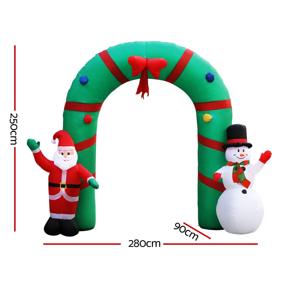 Jingle Jollys Christmas Inflatable Archwary 2.8M Illuminated Decorations - SportZone.co.nz