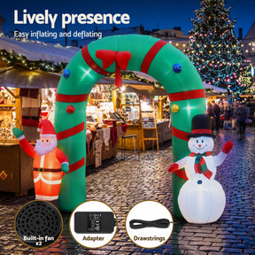 Jingle Jollys Christmas Inflatable Archwary 2.8M Illuminated Decorations - SportZone.co.nz