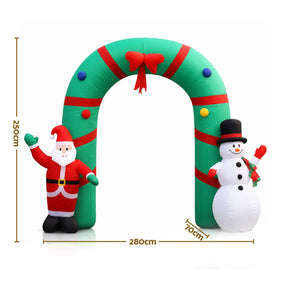 Jingle Jollys Christmas Inflatable Archwary 2.8M Illuminated Decorations - SportZone.co.nz