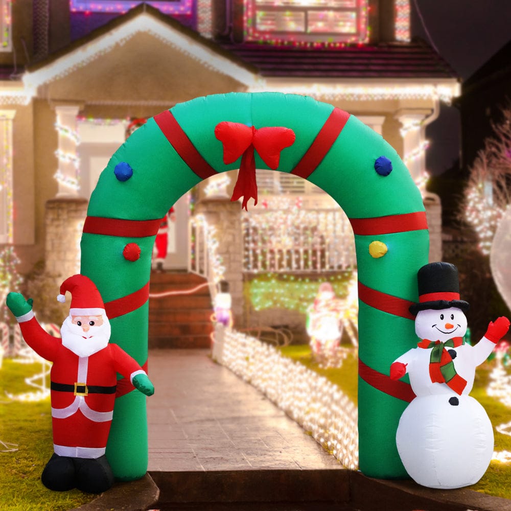 Jingle Jollys Christmas Inflatable Archwary 2.8M Illuminated Decorations - SportZone.co.nz