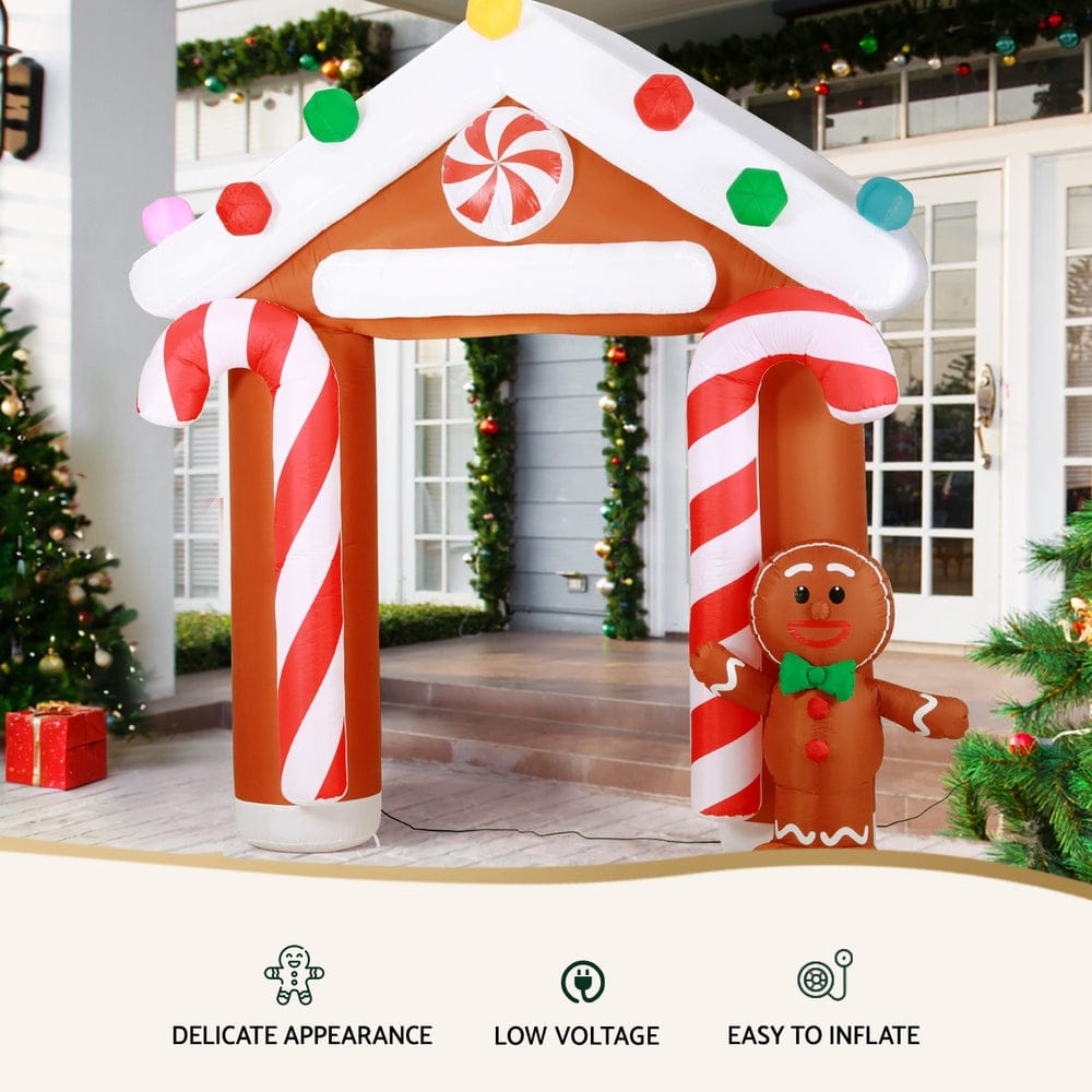 Jingle Jollys Christmas Inflatable Archwary Ginger 2.8M Illuminated Decorations - SportZone.co.nz