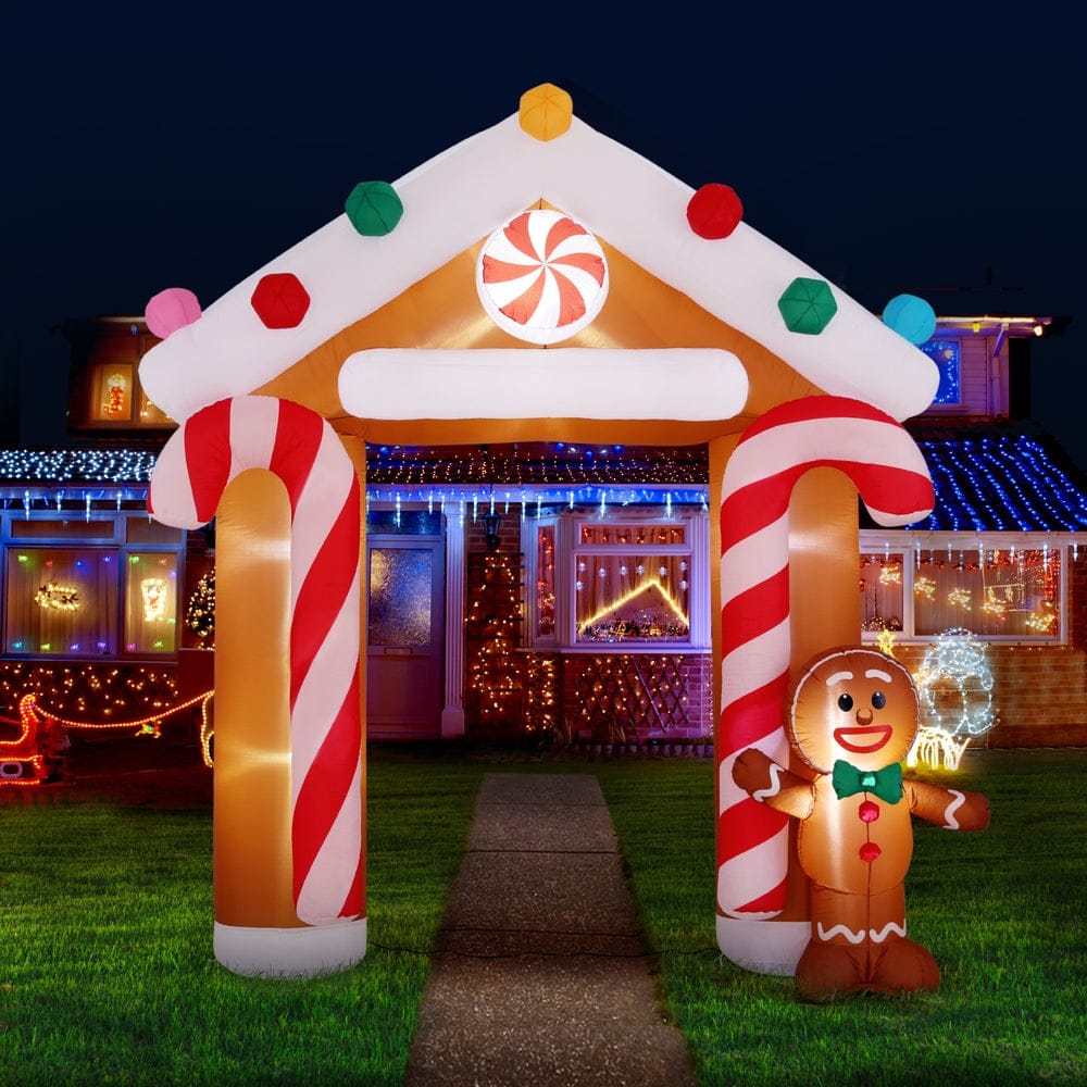 Jingle Jollys Christmas Inflatable Archwary Ginger 2.8M Illuminated Decorations - SportZone.co.nz