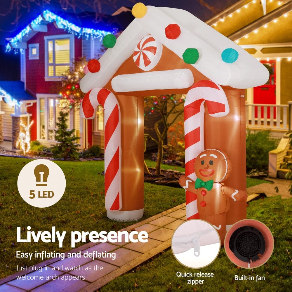 Jingle Jollys Christmas Inflatable Archwary Ginger 2.8M Illuminated Decorations - SportZone.co.nz