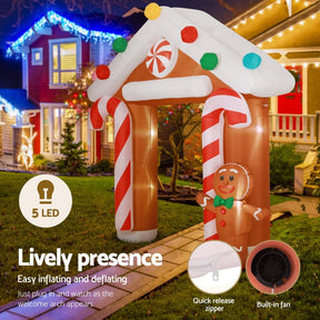 Jingle Jollys Christmas Inflatable Archwary Ginger 2.8M Illuminated Decorations - SportZone.co.nz
