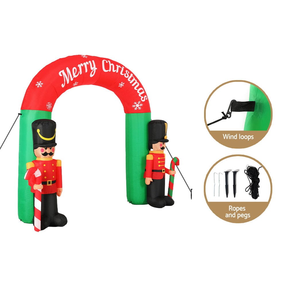 Jingle Jollys Christmas Inflatable Archwary Nutcracker 3M Illuminated Decorations - SportZone.co.nz