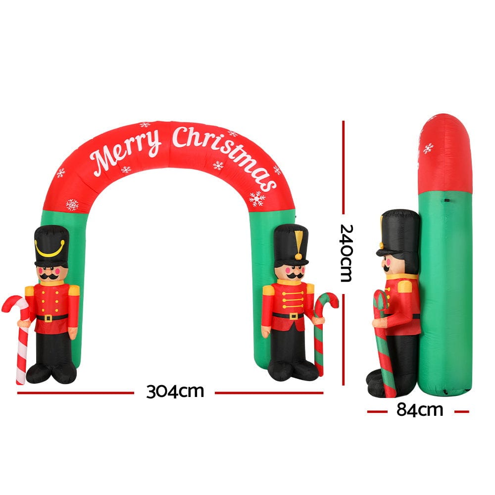 Jingle Jollys Christmas Inflatable Archwary Nutcracker 3M Illuminated Decorations - SportZone.co.nz