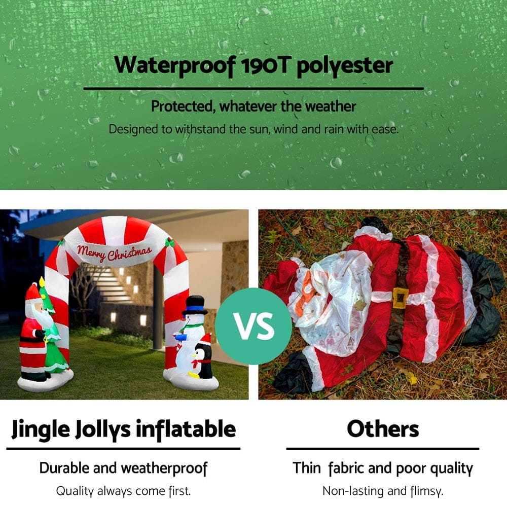 Jingle Jollys Christmas Inflatable Archwary Santa 3M Illuminated Decorations - SportZone.co.nz