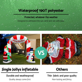 Jingle Jollys Christmas Inflatable Archwary Santa 3M Illuminated Decorations - SportZone.co.nz