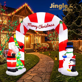 Jingle Jollys Christmas Inflatable Archwary Santa 3M Illuminated Decorations - SportZone.co.nz