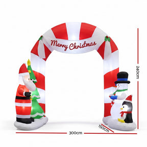 Jingle Jollys Christmas Inflatable Archwary Santa 3M Illuminated Decorations - SportZone.co.nz
