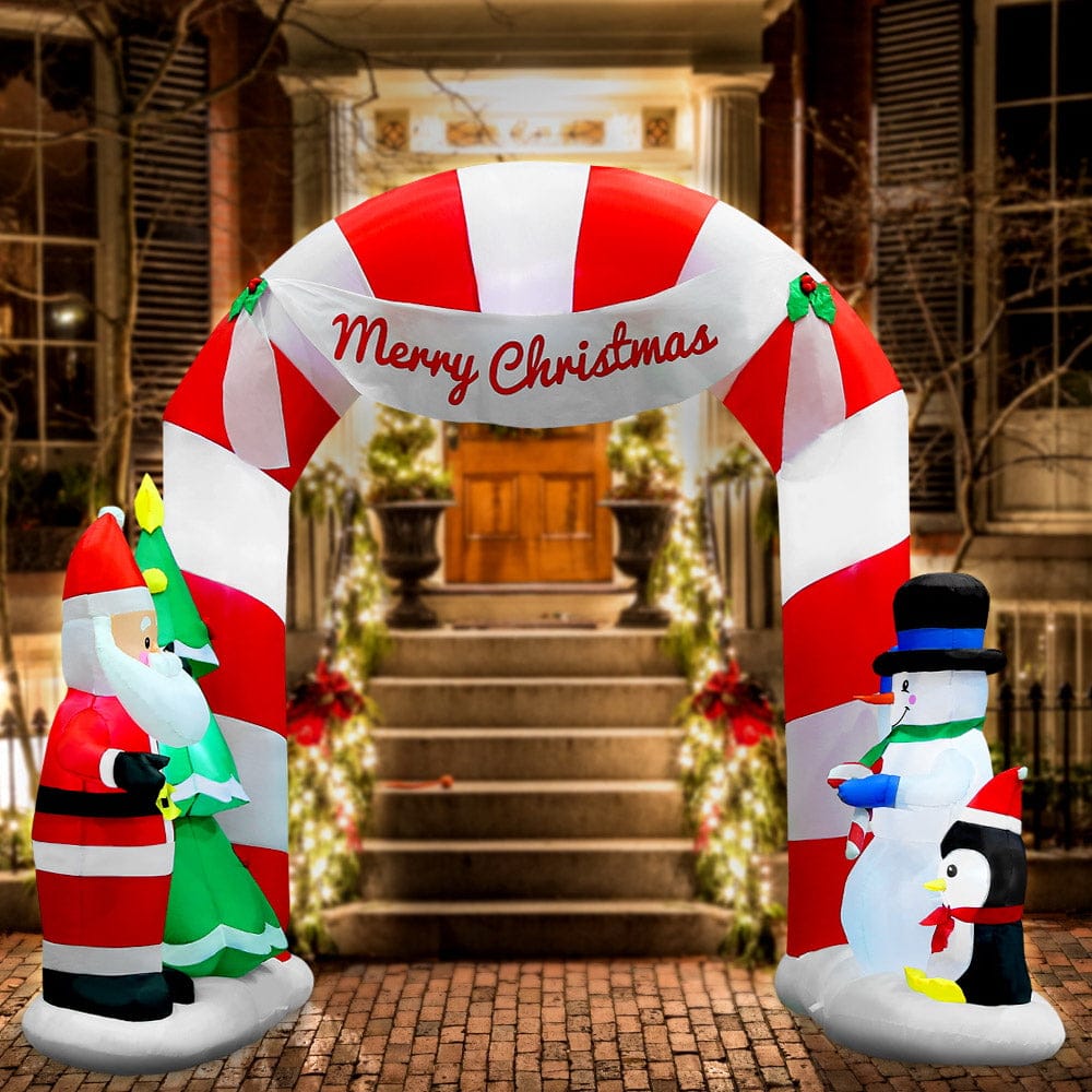 Jingle Jollys Christmas Inflatable Archwary Santa 3M Illuminated Decorations - SportZone.co.nz