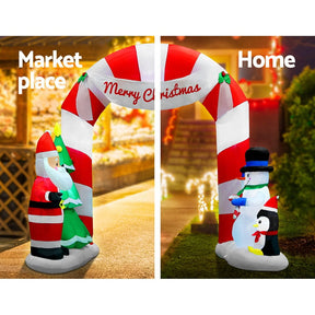 Jingle Jollys Christmas Inflatable Archwary Santa 3M Illuminated Decorations - SportZone.co.nz