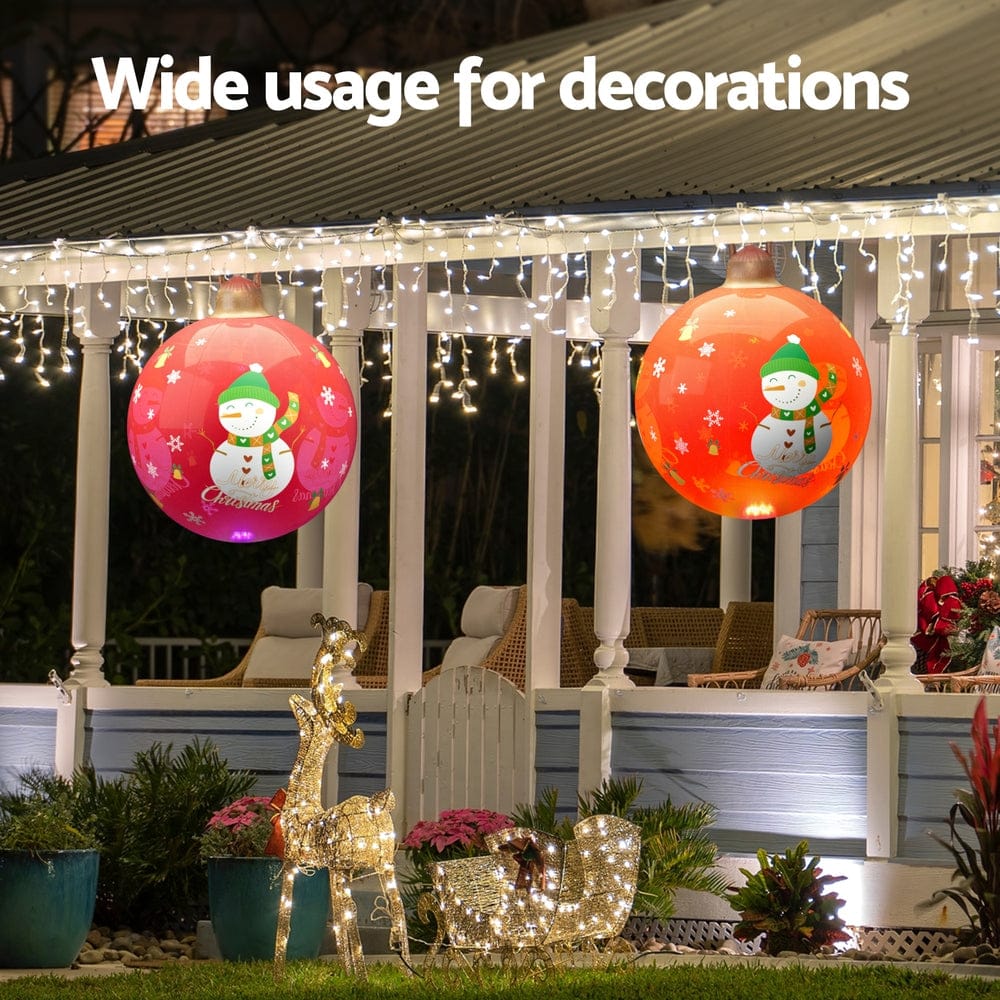 Jingle Jollys Christmas Inflatable Ball 60cm Illuminated Led Snowman Xmas Decor - SportZone.co.nz
