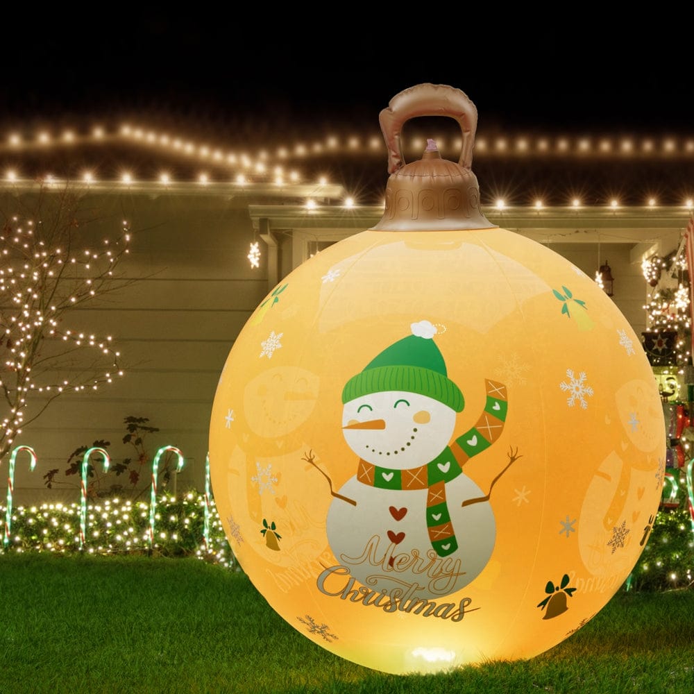 Jingle Jollys Christmas Inflatable Ball 60cm Led Illuminated Snowman Xmas Decor - SportZone.co.nz