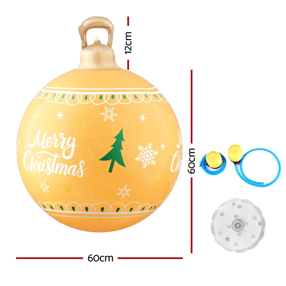 Jingle Jollys Christmas Inflatable Ball 60cm Led Illuminated Xmas Decoration - SportZone.co.nz