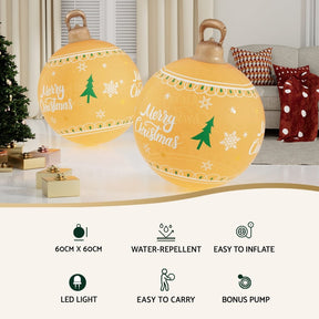 Jingle Jollys Christmas Inflatable Ball 60cm Led Illuminated Xmas Decoration - SportZone.co.nz