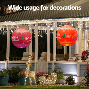 Jingle Jollys Christmas Inflatable Ball 60cm Led Illuminated Xmas Decoration Red - SportZone.co.nz
