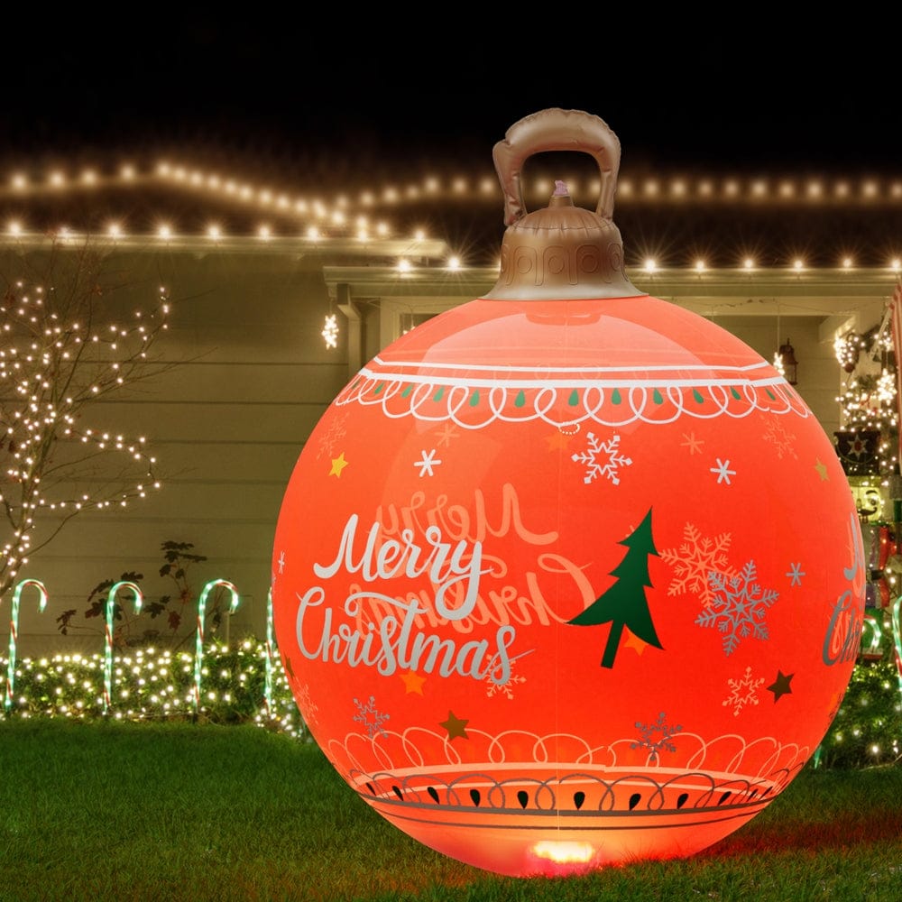 Jingle Jollys Christmas Inflatable Ball 60cm Led Illuminated Xmas Decoration Red - SportZone.co.nz