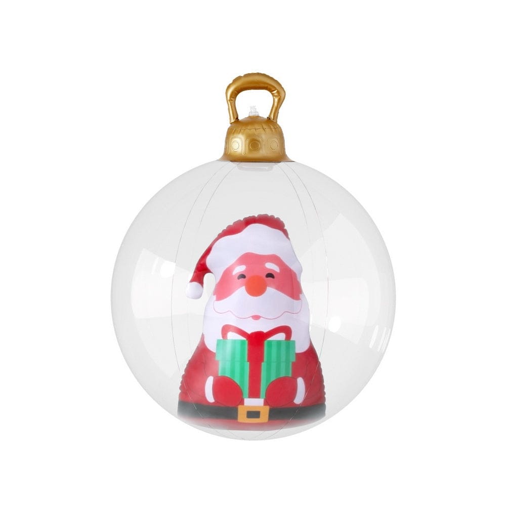 Jingle Jollys Christmas Inflatable Ball 60cm Santa Decoration Giant Bauble Clear - SportZone.co.nz
