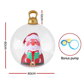 Jingle Jollys Christmas Inflatable Ball 60cm Santa Decoration Giant Bauble Clear - SportZone.co.nz