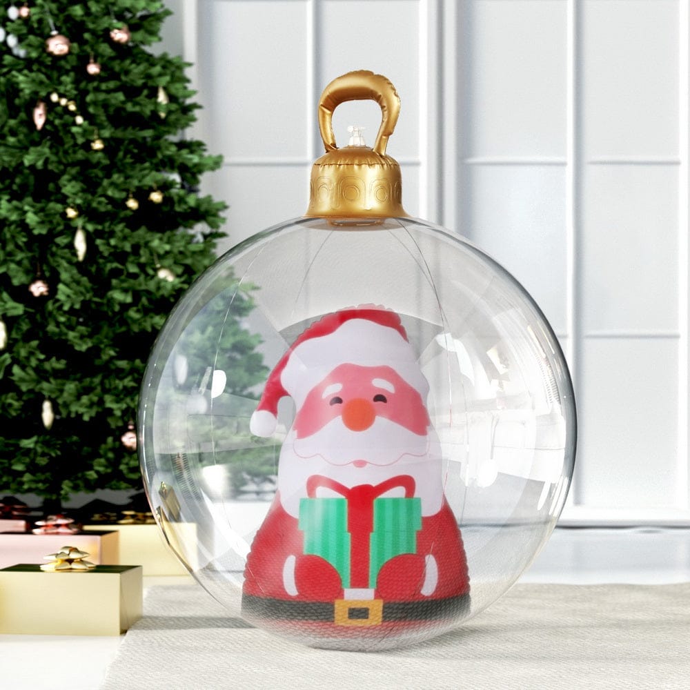 Jingle Jollys Christmas Inflatable Ball 60cm Santa Decoration Giant Bauble Clear - SportZone.co.nz