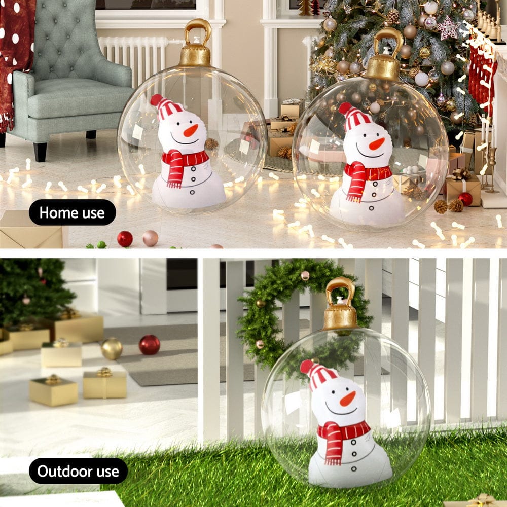 Jingle Jollys Christmas Inflatable Ball 60cm Snowman Decoration Giant Bauble - SportZone.co.nz