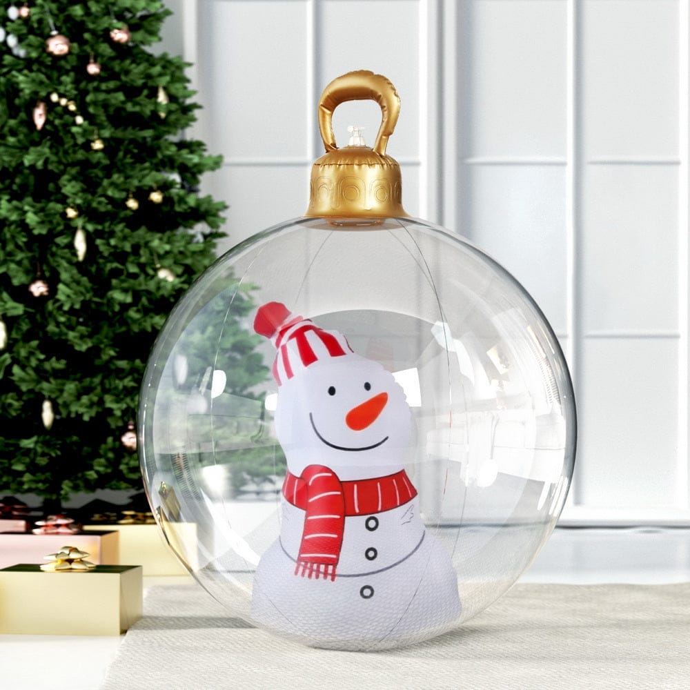 Jingle Jollys Christmas Inflatable Ball 60cm Snowman Decoration Giant Bauble - SportZone.co.nz
