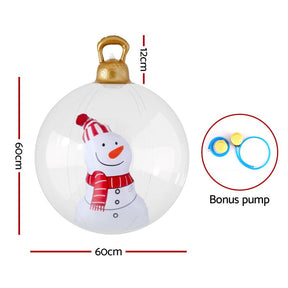 Jingle Jollys Christmas Inflatable Ball 60cm Snowman Decoration Giant Bauble - SportZone.co.nz
