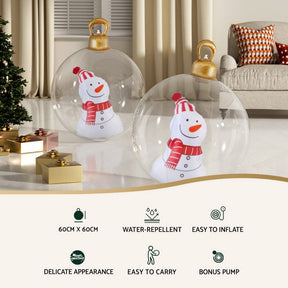 Jingle Jollys Christmas Inflatable Ball 60cm Snowman Decoration Giant Bauble - SportZone.co.nz
