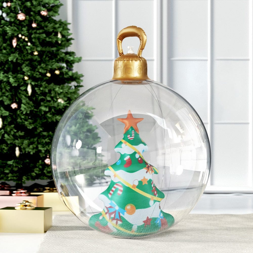 Jingle Jollys Christmas Inflatable Ball 60cm Tree Decoration Giant Bauble Clear - SportZone.co.nz
