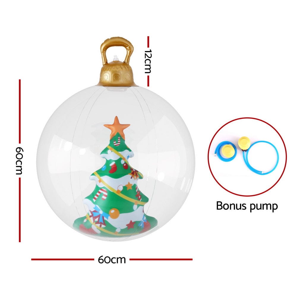 Jingle Jollys Christmas Inflatable Ball 60cm Tree Decoration Giant Bauble Clear - SportZone.co.nz