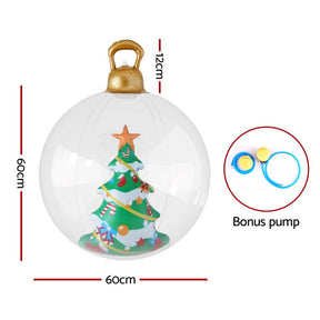 Jingle Jollys Christmas Inflatable Ball 60cm Tree Decoration Giant Bauble Clear - SportZone.co.nz