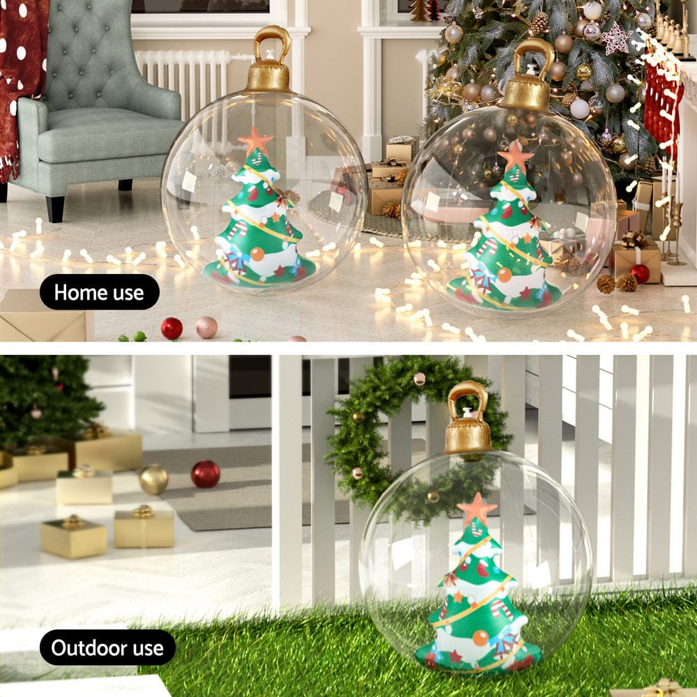 Jingle Jollys Christmas Inflatable Ball 60cm Tree Decoration Giant Bauble Clear - SportZone.co.nz
