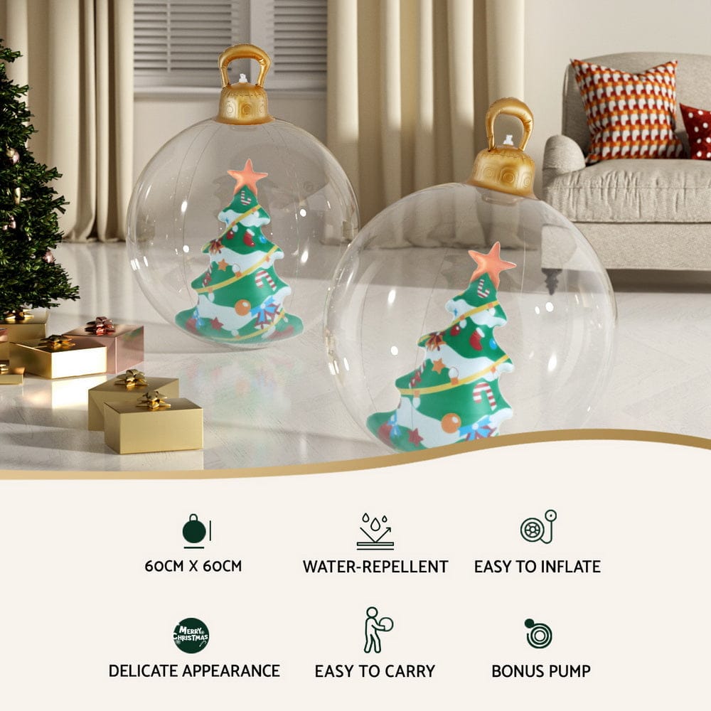 Jingle Jollys Christmas Inflatable Ball 60cm Tree Decoration Giant Bauble Clear - SportZone.co.nz