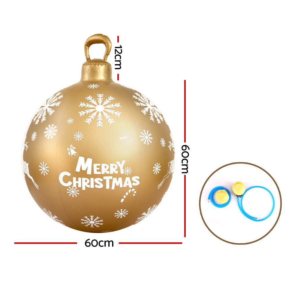Jingle Jollys Christmas Inflatable Ball Bauble 60cm Outdoor Decoration Gold - SportZone.co.nz