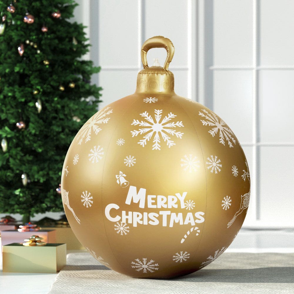 Jingle Jollys Christmas Inflatable Ball Bauble 60cm Outdoor Decoration Gold - SportZone.co.nz