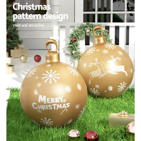 Jingle Jollys Christmas Inflatable Ball Bauble 60cm Outdoor Decoration Gold - SportZone.co.nz
