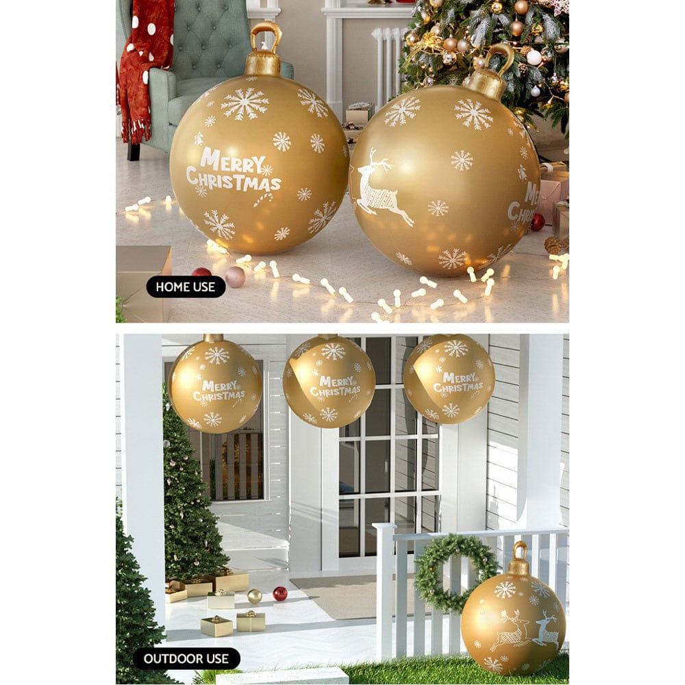 Jingle Jollys Christmas Inflatable Ball Bauble 60cm Outdoor Decoration Gold - SportZone.co.nz
