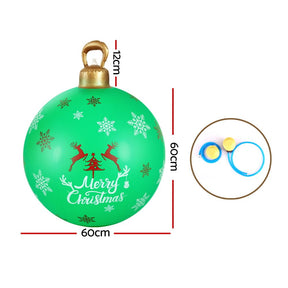 Jingle Jollys Christmas Inflatable Ball Bauble 60cm Outdoor Decoration Green - SportZone.co.nz