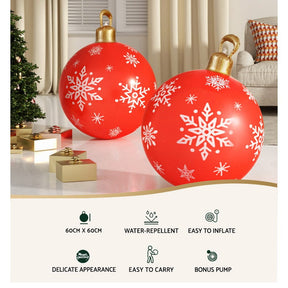 Jingle Jollys Christmas Inflatable Ball Bauble 60cm Outdoor Decoration Red - SportZone.co.nz