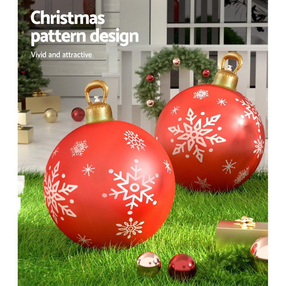Jingle Jollys Christmas Inflatable Ball Bauble 60cm Outdoor Decoration Red - SportZone.co.nz