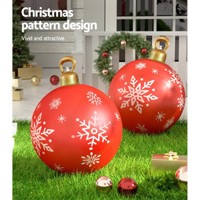 Jingle Jollys Christmas Inflatable Ball Bauble 60cm Outdoor Decoration Red - SportZone.co.nz