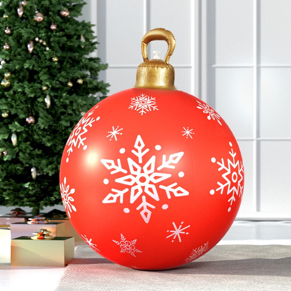 Jingle Jollys Christmas Inflatable Ball Bauble 60cm Outdoor Decoration Red - SportZone.co.nz