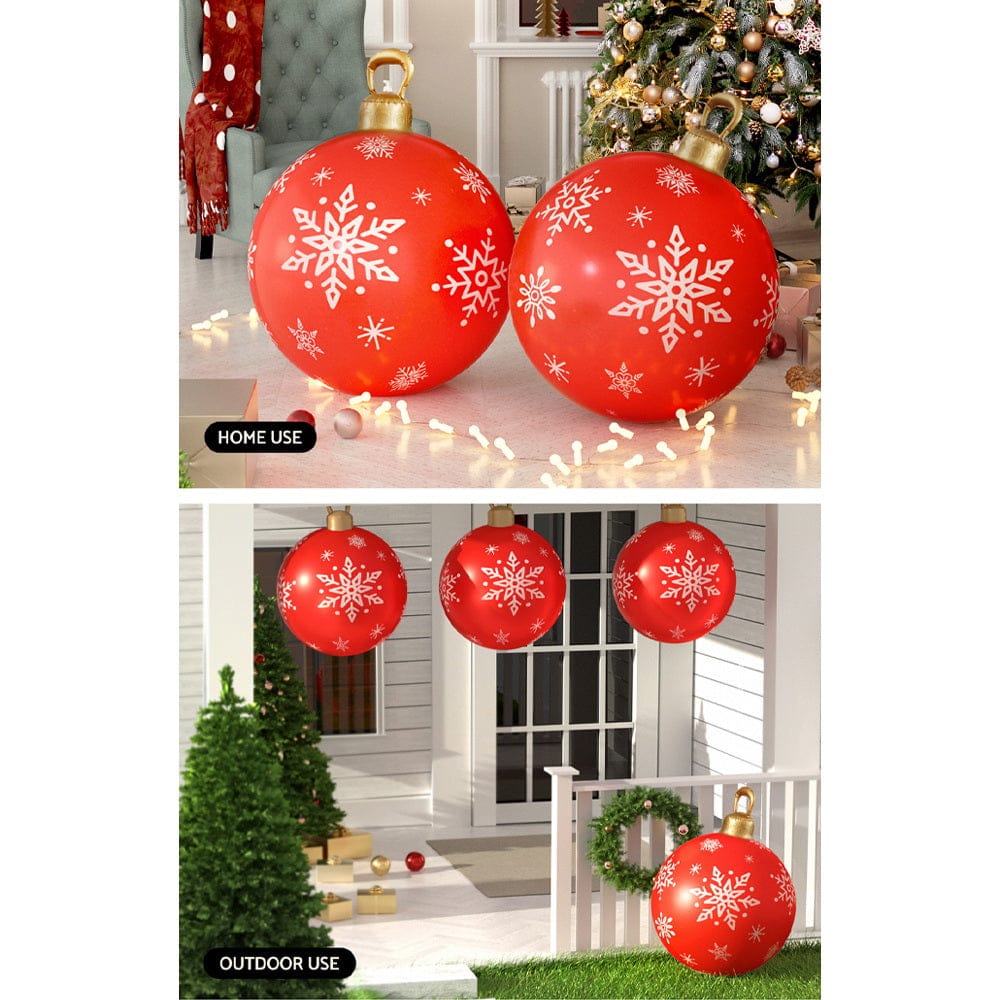 Jingle Jollys Christmas Inflatable Ball Bauble 60cm Outdoor Decoration Red - SportZone.co.nz