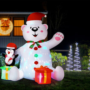 Jingle Jollys Christmas Inflatable Bear 1.8M Height LED Outdoor Decorations Illuminated - SportZone.co.nz