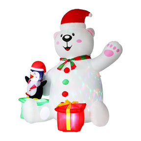 Jingle Jollys Christmas Inflatable Bear 1.8M Height LED Outdoor Decorations Illuminated - SportZone.co.nz