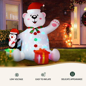 Jingle Jollys Christmas Inflatable Bear 1.8M Height LED Outdoor Decorations Illuminated - SportZone.co.nz