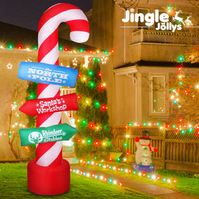 Jingle Jollys Christmas Inflatable Candy Pole 2.4M Illuminated Decorations - SportZone.co.nz